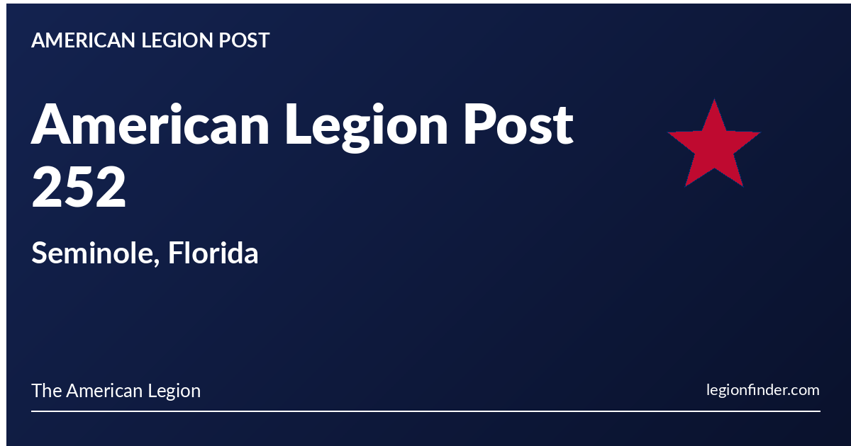 American Legion Post 252 | Seminole, Florida - LegionFinder